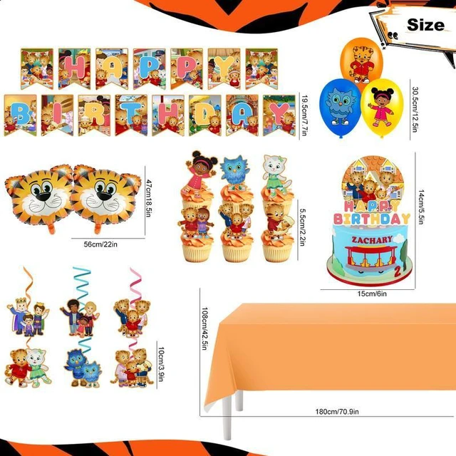 Alt view image 6 of 7 - 35 Pcs Little Tiger Daniel Birthday Decorations Set-Little Tiger Daniel Banner Balloon Tablecloth Cake Toppers etc Little Tiger Daniel Party Decorations for Little Tiger Daniel Birthday Party Supplies
