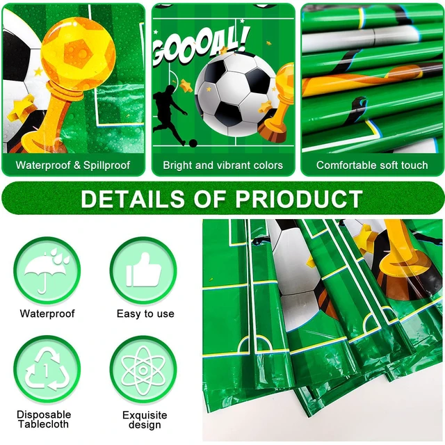 Alt view image 5 of 7 - Soccer Tablecloth, 3 Pcs Soccer Party Tablecloth Set - Soccerball Party Tablecloth, Soccer Table Covers & Soccer Theme Table Cloth, for Soccer Party Decorations & Soccer Birthday Decorations