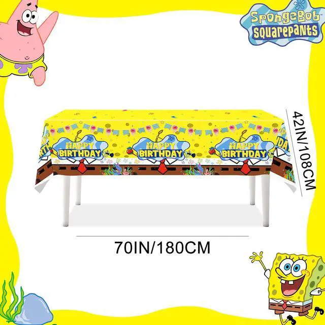 Alt view image 7 of 7 - SpongeBob Birthday Party Supplies - SpongeBob Tablecloth, 3 Pieces SpongeBob Tablecloth - 42" x 70",For Boys/Girls Children's SpongeBob Birthday, SpongeBob Themed Party Supplies