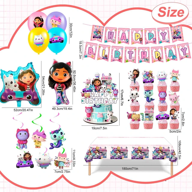 Alt view image 6 of 7 - Gabby's Dollhouse Birthday Party Supplies, 35 Pcs Gabby's Dollhouse Party Decorations Set- Gabby's Dollhouse Birthday Decorations Banners Tablecloth & Gabby's Dollhouse Balloons Cake Toppers etc Gabby