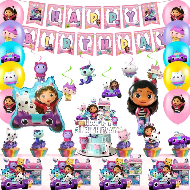 Main image of Gabby's Dollhouse Birthday Party Supplies, 35 Pcs Gabby's Dollhouse Party Decorations Set- Gabby's Dollhouse Birthday Decorations Banners Tablecloth & Gabby's Dollhouse Balloons Cake Toppers etc Gabby