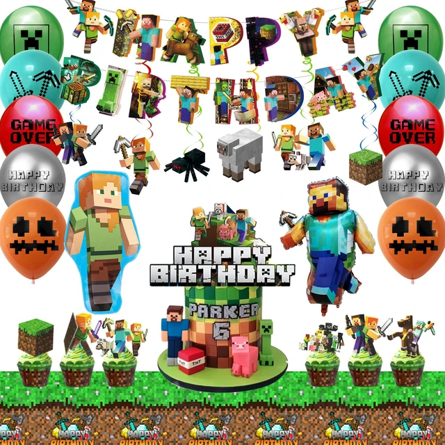 Main image of Minecraft Birthday Party Supplies,52pcs Minecraft Party Decorations Set - Minecraft Birthday Decorations Banners Tablecloth Minecraft Balloon Cake Topper etc. Minecraft Party Supplies