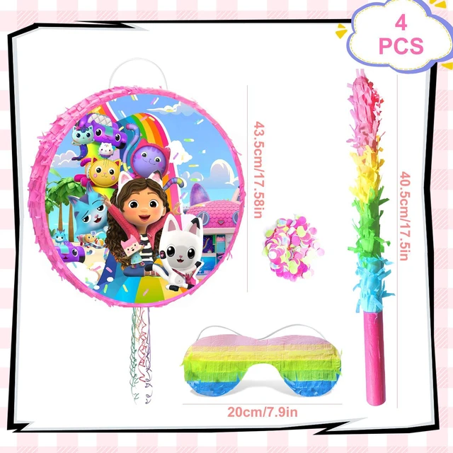 Alt view image 7 of 7 - 4 Pcs Gabby's Dollhouse Pinata, Gabby's Dollhouse Pinatas Bundle,Including Gabby's Dollhouse Theme Pinata,Gabby's Dollhouse Party Pinata Stick,Party Games Blindfold etc Gabby's Dollhouse Party Suppli