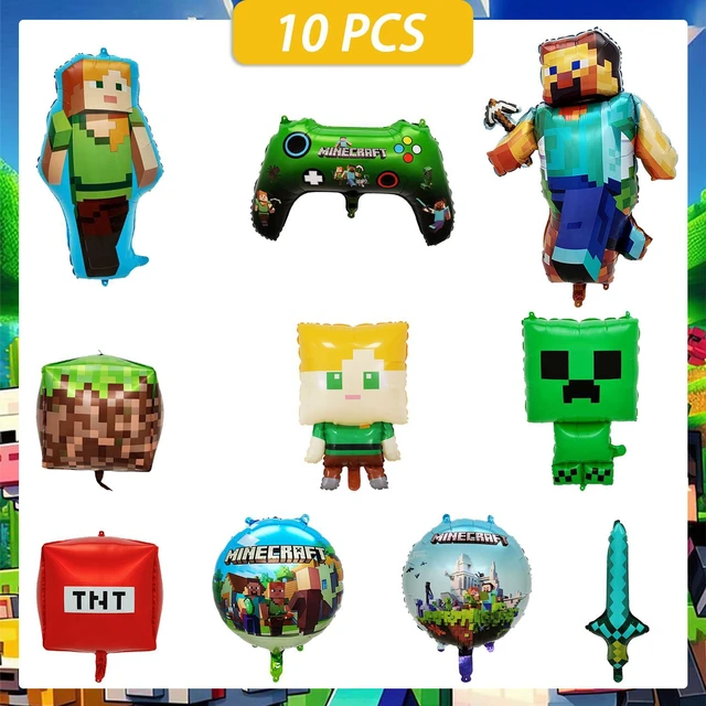 Alt view image 7 of 7 - 10pcs Minecraft Party Decoration Balloons, Minecraft Character Foil Balloons, etc. Minecraft Themed Birthday Party Decorations, Suitable for Minecraft Children's Party Decorations