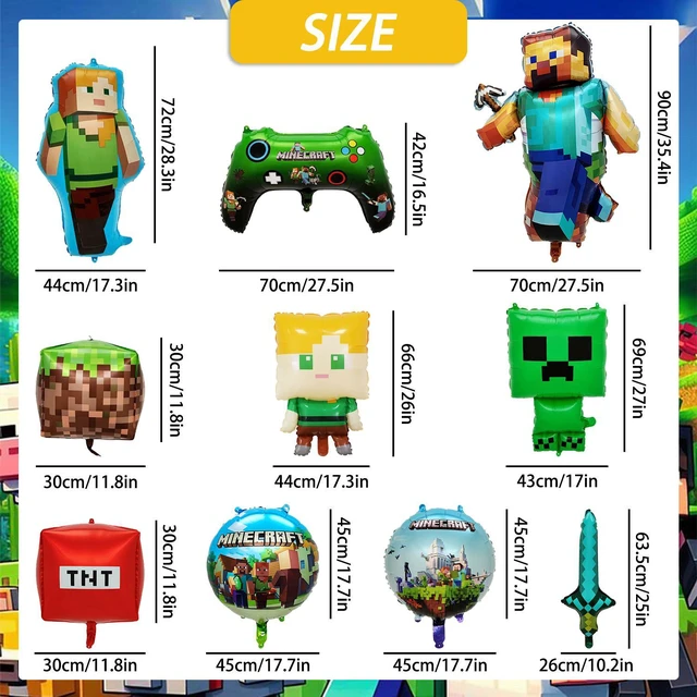 Alt view image 6 of 7 - 10pcs Minecraft Party Decoration Balloons, Minecraft Character Foil Balloons, etc. Minecraft Themed Birthday Party Decorations, Suitable for Minecraft Children's Party Decorations