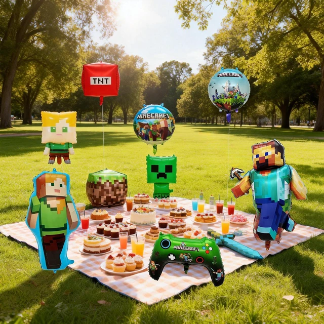 Alt view image 3 of 7 - 10pcs Minecraft Party Decoration Balloons, Minecraft Character Foil Balloons, etc. Minecraft Themed Birthday Party Decorations, Suitable for Minecraft Children's Party Decorations