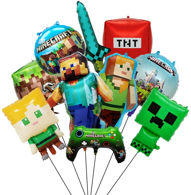 Main image of 10pcs Minecraft Party Decoration Balloons, Minecraft Character Foil Balloons, etc. Minecraft Themed Birthday Party Decorations, Suitable for Minecraft Children's Party Decorations