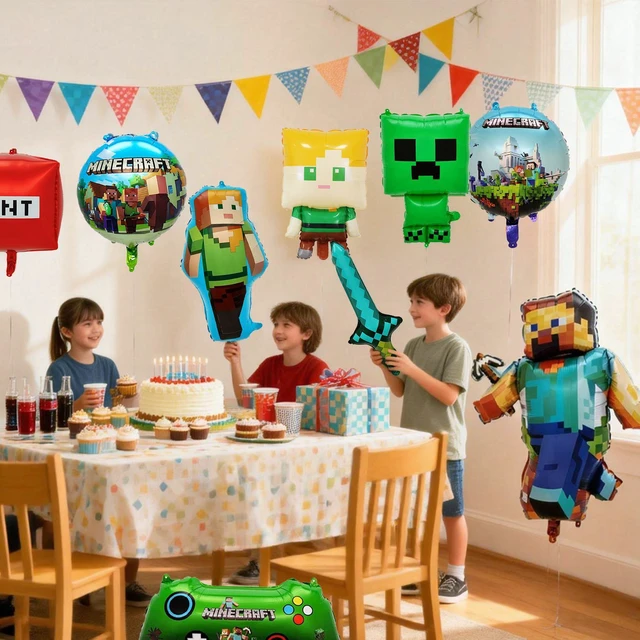 Alt view image 2 of 7 - 10pcs Minecraft Party Decoration Balloons, Minecraft Character Foil Balloons, etc. Minecraft Themed Birthday Party Decorations, Suitable for Minecraft Children's Party Decorations