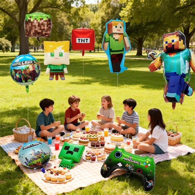 Alt view image 5 of 7 - 10pcs Minecraft Party Decoration Balloons, Minecraft Character Foil Balloons, etc. Minecraft Themed Birthday Party Decorations, Suitable for Minecraft Children's Party Decorations