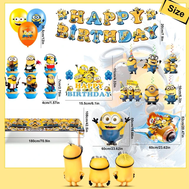 Alt view image 7 of 7 - Minions Party Decorations, 35pcs Minions Birthday Decorations - Minions Party Balloons & Minions Birthday Banner Cake Toppers Tablecloth etc. Minions Birthday Party Decorations for Boys/Girls
