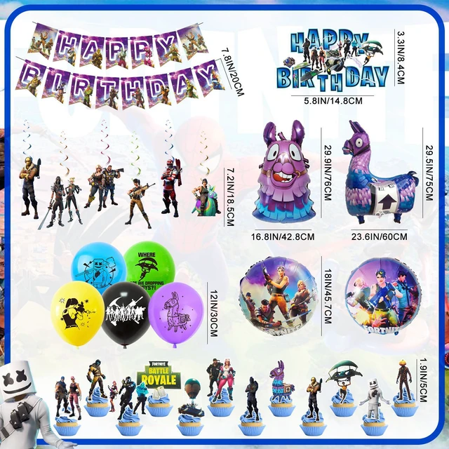 Alt view image 7 of 7 - Fortnite Birthday Party Supplies,39 pcs Fortnite Party Decorations Set-Fortnite Spirals,Fortnite Balloons Banners Cake Toppers etc Fortnite Theme Birthday Party Supplies for Kids