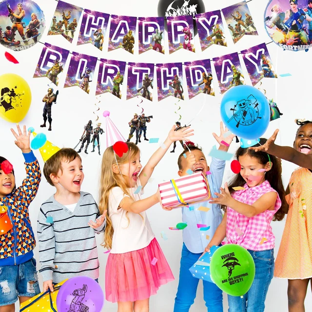 Alt view image 4 of 7 - Fortnite Birthday Party Supplies,39 pcs Fortnite Party Decorations Set-Fortnite Spirals,Fortnite Balloons Banners Cake Toppers etc Fortnite Theme Birthday Party Supplies for Kids