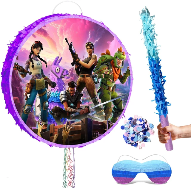 Main image of Fortnite Piñata,4pcs Fortnite Themed Party Pinata Bundle - Fortnite Round Piñata Large,Fortnite Party Decorations Blindfold & Piñata Stick etc Fortnite Birthday Party Supplies for Kids