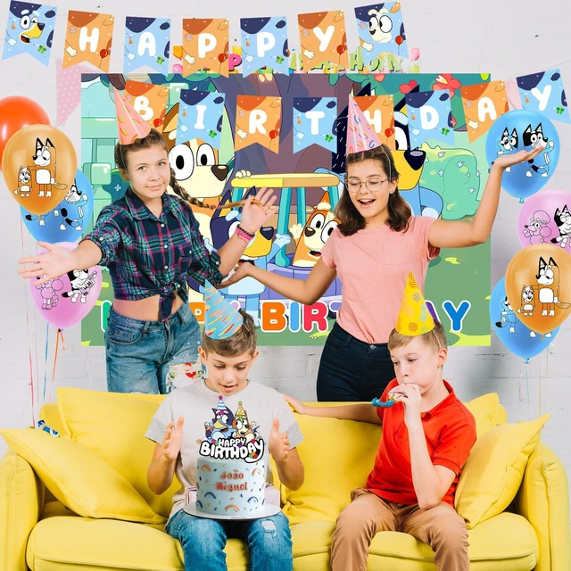 Alt view image 2 of 7 - Bluey Birthday Decorations, 98pcs Bluey Party Decorations & Bluey Tableware Sets - Bluey Birthday Plates, Napkins and Bluey Balloon Backdrops Cake Decorations and Other Bluey Birthday Party Supplies