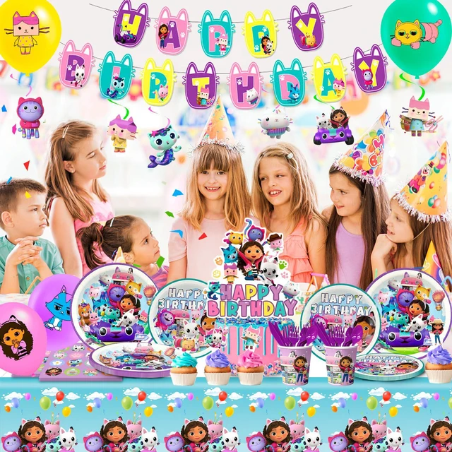Alt view image 4 of 6 - Gabby Dollhouse Party Supplies,115pcs Gabby Decoration&Tableware Set-Gabby Dollhouse Birthday Party Plates Cups Napkins,Gabby Dollhouse Party Balloons Banner etc Gabby Dollhouse Birthday Decorations