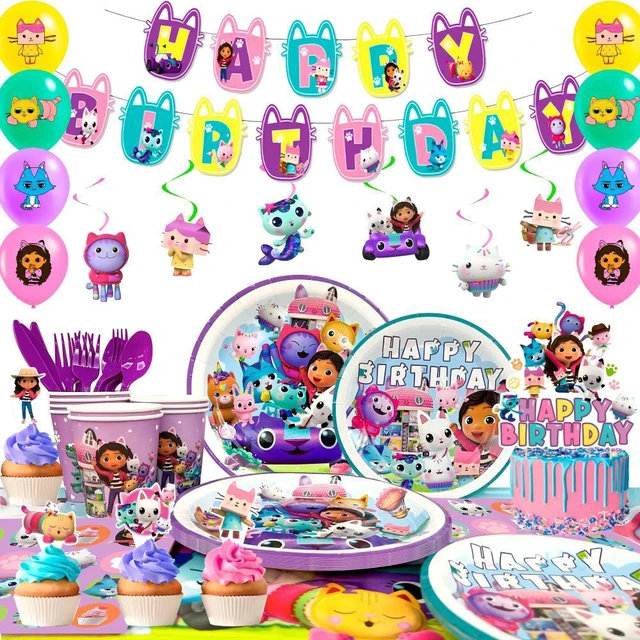 Main image of Gabby Dollhouse Party Supplies,115pcs Gabby Decoration&Tableware Set-Gabby Dollhouse Birthday Party Plates Cups Napkins,Gabby Dollhouse Party Balloons Banner etc Gabby Dollhouse Birthday Decorations