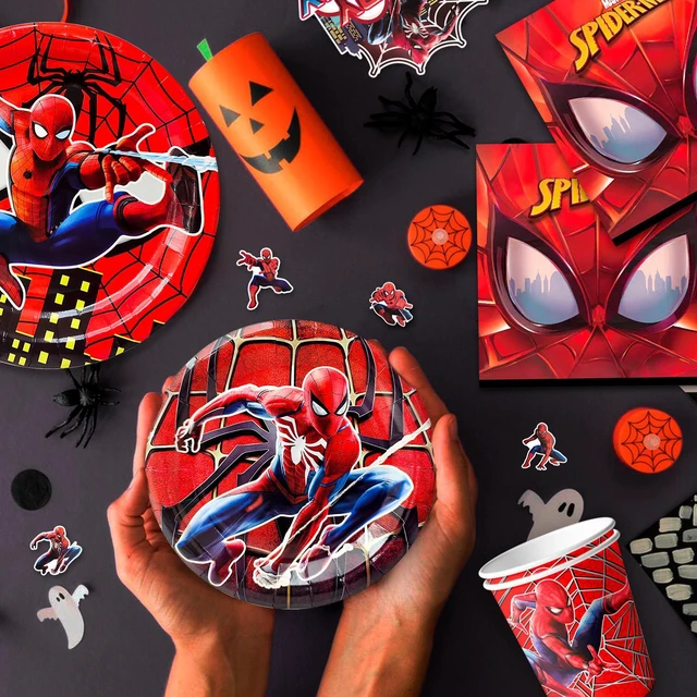 Alt view image 3 of 6 - 115 Pcs Spiderman Birthday Decorations & Spiderman Party Tableware Set-Spiderman Party Balloons Banner Plate etc Marvel Spiderman Party Decorations