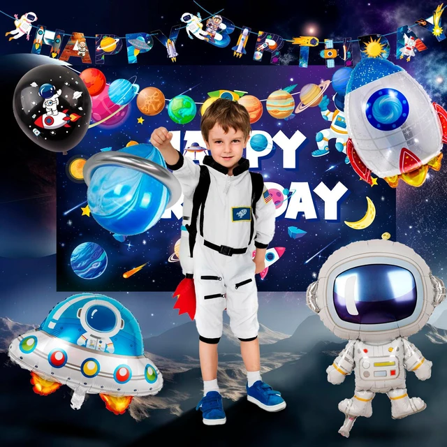 Alt view image 3 of 7 - Space Birthday Party Decorations,132pcs Space Birthday Decorations&Outer Space Birthday Tableware Set- Outer Space Birthday Party Plates Tablecloth Backdrop Balloon etc Space Themed Party Decorations