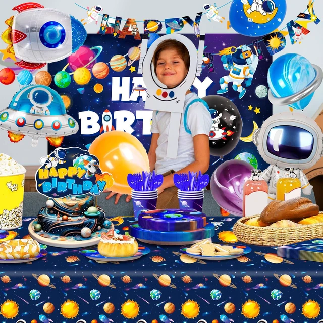 Alt view image 4 of 7 - Space Birthday Party Decorations,132pcs Space Birthday Decorations&Outer Space Birthday Tableware Set- Outer Space Birthday Party Plates Tablecloth Backdrop Balloon etc Space Themed Party Decorations