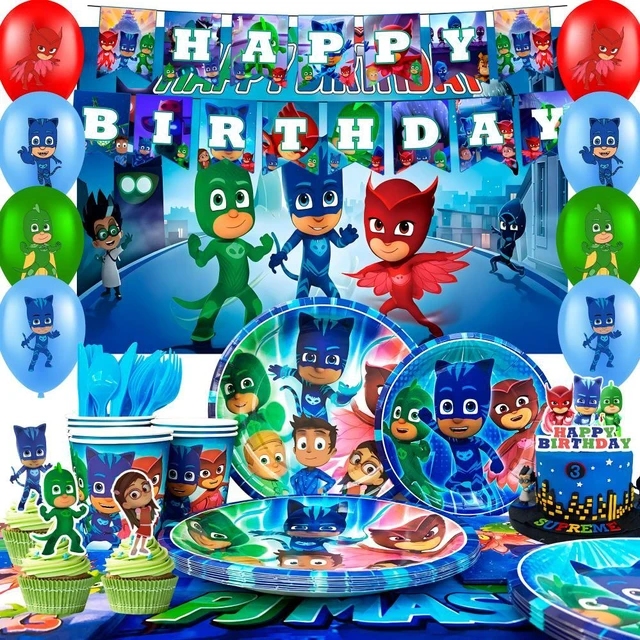 Main image of PJ Masks Birthday Decorations,112 Pcs PJ Masks Party Decorations & PJ Masks Tableware set- PJ Masks Birthday Plates Napkins & PJ Masks Balloons Banner Cake Toppers etc PJ Masks Birthday Party Supplies