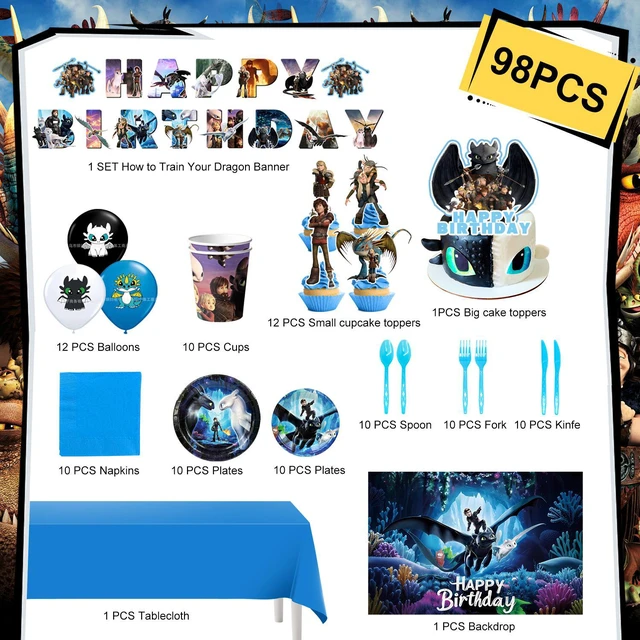 Alt view image 7 of 7 - 98 Pcs How to Train Your Dragon Birthday Party Supplies-Banner Balloons Plate Cup etc How to Train Your Dragon Party Decorations