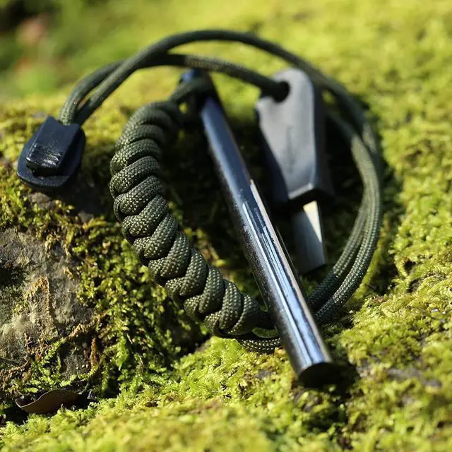 Alt view image 2 of 6 - 4" Survival Ferro Rod Drilled Flint Fire Starter and Striker Kit