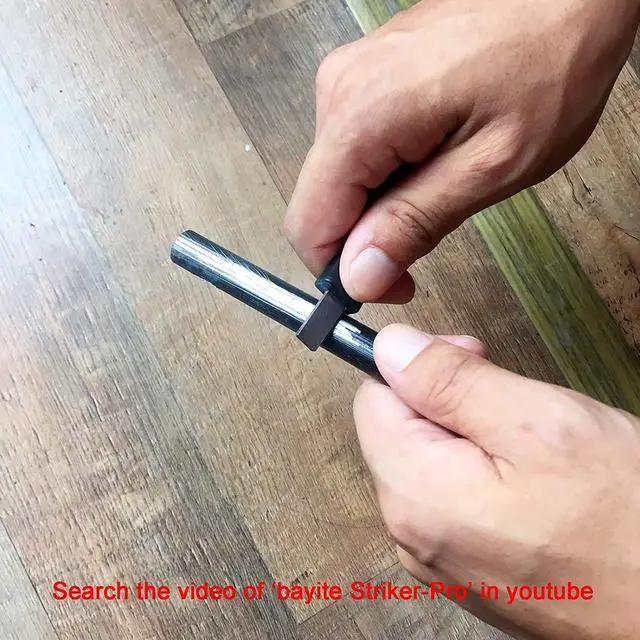 Alt view image 6 of 6 - 4" Survival Ferro Rod Drilled Flint Fire Starter and Striker Kit
