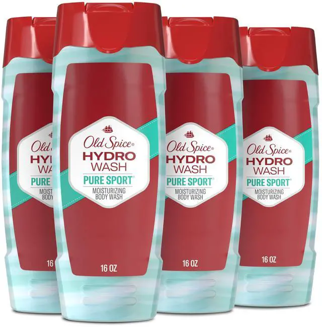Main image of Moisturizing Men's Hydro Body Wash 2-in-1, long-lasting fragrance & intense hydration to relieve dry skin, all-day fresh, Pure Sport Scent, 16 oz each, pack of 4