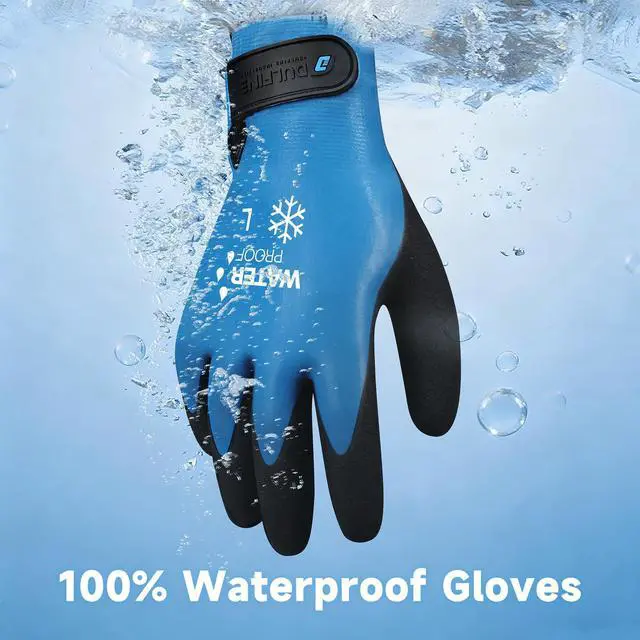Alt view image 4 of 6 - 100% Waterproof 1 Pair Winter Work Gloves for Men & Women Blue XXL