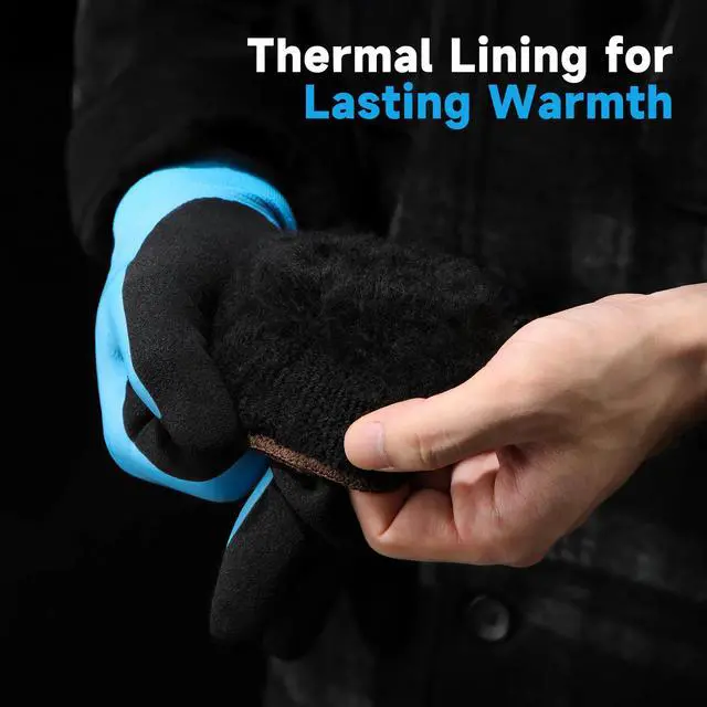Alt view image 3 of 6 - 100% Waterproof 1 Pair Winter Work Gloves for Men & Women Blue XXL