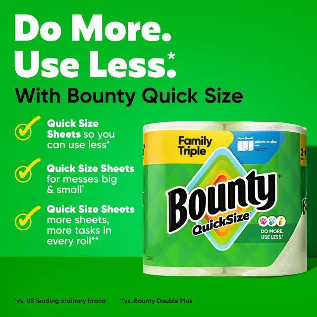 Alt view image 2 of 7 - Quick-Size Paper Towels, White, 12 Family Triple Rolls Equivalent to 40 Standard Rolls