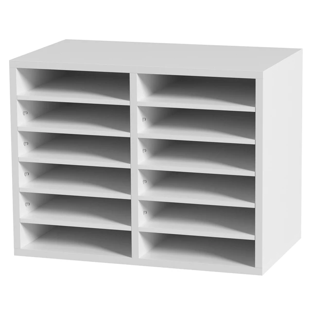 Alt view image 8 of 8 - Literature Organizers, 12 Compartments Office Mailbox with Adjustable Shelves, Wood Literature Sorter 20.4x12x16.1 inches for Office, Home, Classroom, Mailrooms Organization, EPA Certified White