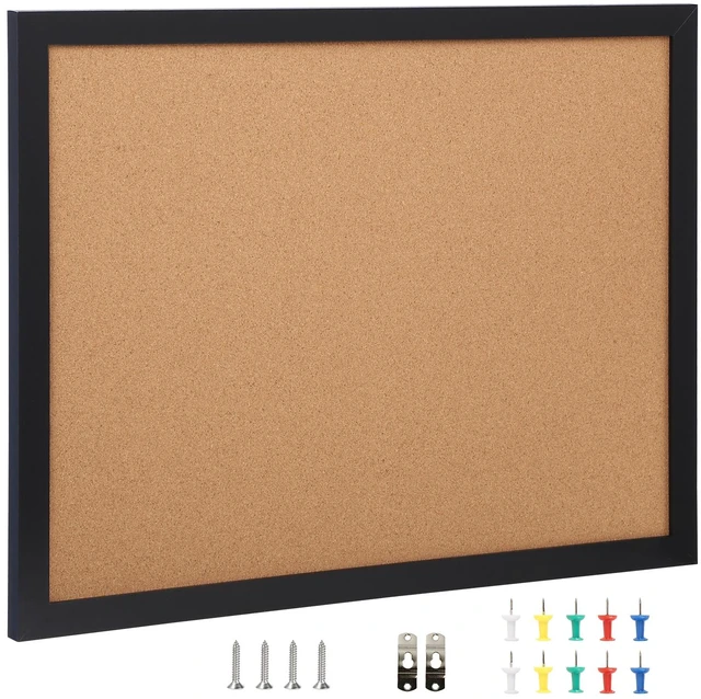 Alt view image 8 of 8 - Cork Board, 36x24 inches Bulletin Board with MDF Sticker Frame, Vision Board Includes 10 Pushpins, for Display and Decoration in Office Home and School