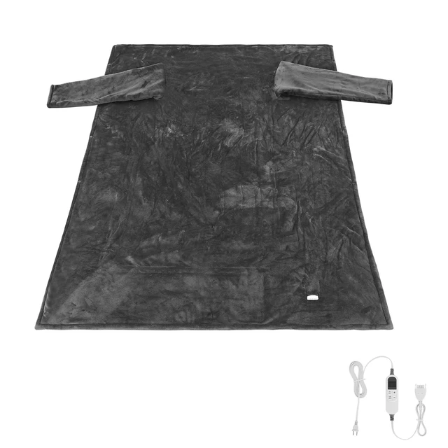 Alt view image 2 of 2 - VEVOR Wearable Electric Heated Throw Blanket with Foot Pocket & Sleeves, Portable Robe Snuggie Blankets for Women, 10 Heating Levels, 12H Auto Shut-Off, Machine Washable, 50 x 70 inch, Grey