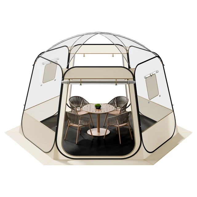 Alt view image 9 of 9 - VEVOR Pop up Bubble Tent, 11 x 10.2 ft Waterproof & UV-Resistant, Clear Camping Tent Shelter, Outdoor Garden Dome Igloo Tents with Windows, 540° Panoramic View, for 8-10 Persons Patio Backyard