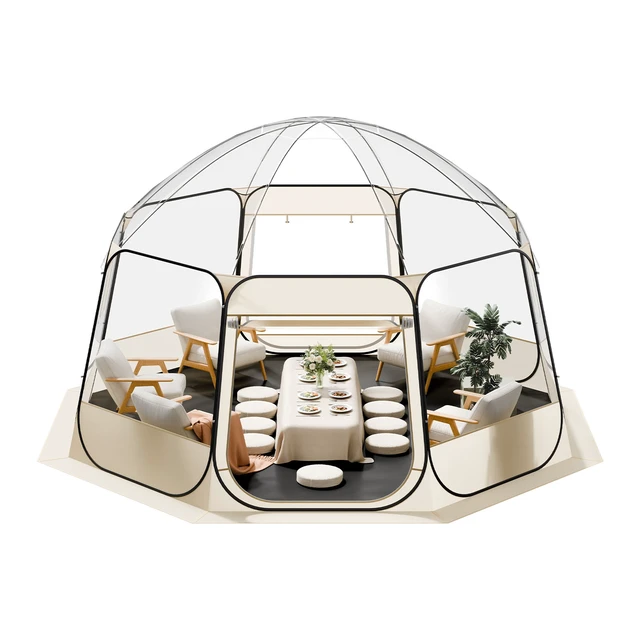 Alt view image 9 of 9 - VEVOR Pop up Bubble Tent, 15 x 13.8 ft Waterproof & UV-Resistant, Clear Camping Tent Shelter, Outdoor Garden Dome Igloo Tents with Windows, 540° Panoramic View, for 12-15 Persons Patio Backyard