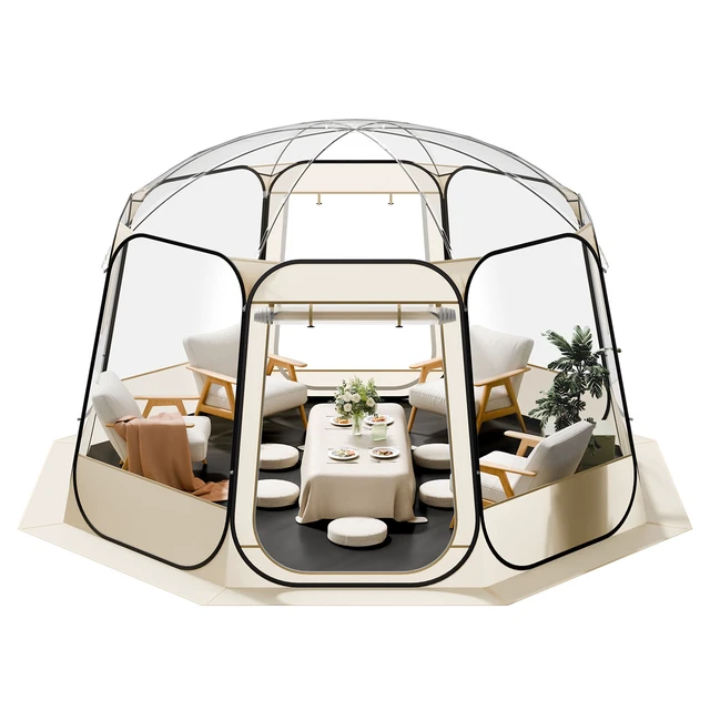 Alt view image 9 of 9 - VEVOR Pop up Bubble Tent, 12 x 11.1 ft Waterproof & UV-Resistant, Clear Camping Tent Shelter, Outdoor Garden Dome Igloo Tents with Windows, 540° Panoramic View, for 10-12 Persons Patio Backyard
