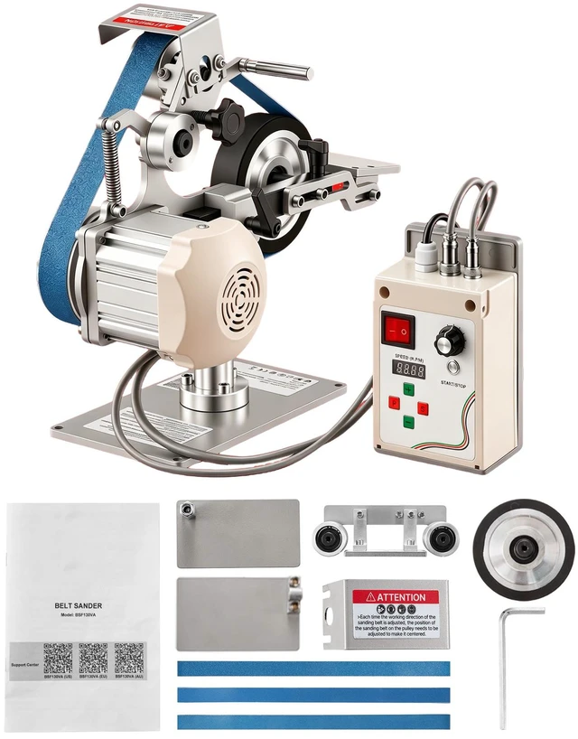 Main image of VEVOR Belt Grinder Sander with VFD, 30 x 1-Inch Variable Speed Belt Polisher, 550W Polishing Grinding Machine with 2 Grinding Modes & 3PCS Sanding Belts for Metalworking, Knife Making