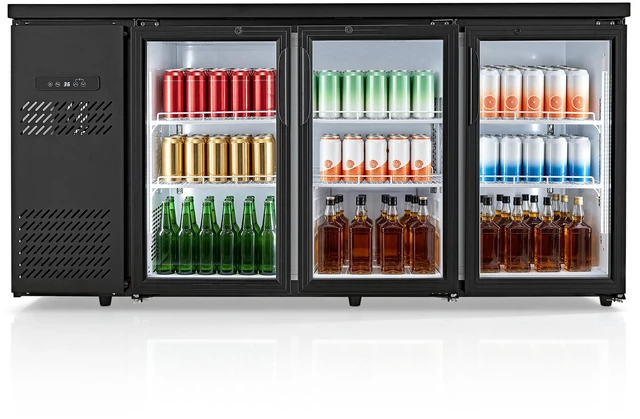 Main image of VEVOR Back Bar Cooler, 19.6 Cu. Ft Counter Height Beverage Refrigerator, Commercial Bar Display Fridge w/ 3 Glass Doors, LED Lighting, Fan Cooling Beer Wine Cooler for Pub, Merchandiser, Store