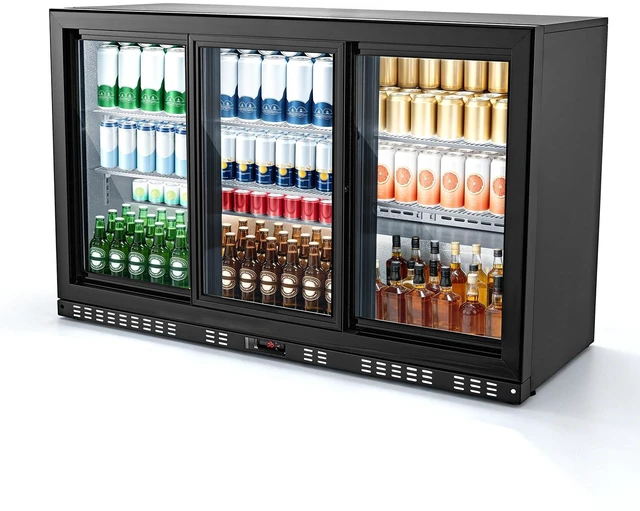 Main image of VEVOR Back Bar Cooler, 11.4 Cu.Ft Commercial Beverage Refrigerator, 3 Sliding Glass Doors, Fan Cooling Under Counter Beer Fridge w/ LED Lighting, Shelves, Low-E Glass Display for Drinks, Bar, Store
