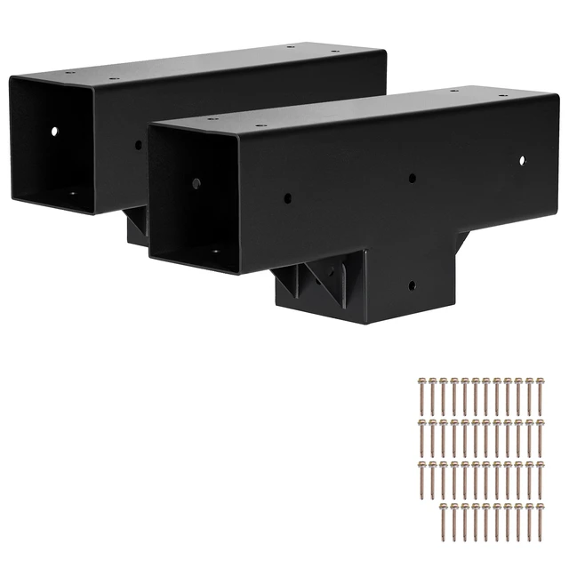Alt view image 9 of 9 - 4x4 Inch Pergola Bracket Kit Inner 3.5x3.5 3-Way Woodworks DIY Post 2 pcs
