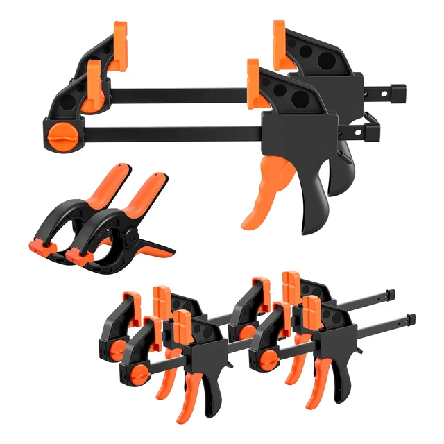 Alt view image 8 of 8 - VEVOR Bar Clamps for Woodworking, 8-Pack, 6" and 12", with Spring Clamps, One-Handed Clamp/Spreader, 154 lbs Load Limit, Quick Release, Self-Locking Design, for Wood Working and Metal Working