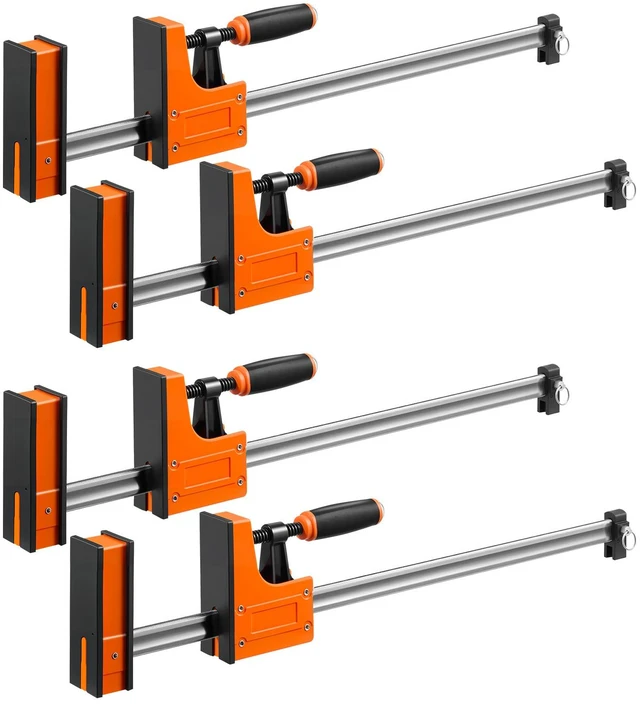 Main image of VEVOR Bar Clamps for Woodworking, 4-Pack, 24" Opening F Clamps, 1500 lbs Load Limit, Clamp/Spreader 2 Modes, Soft Rubber Pads, Ergonomic Handle, Carbon Steel Bar, for Wood Working and Metal Working