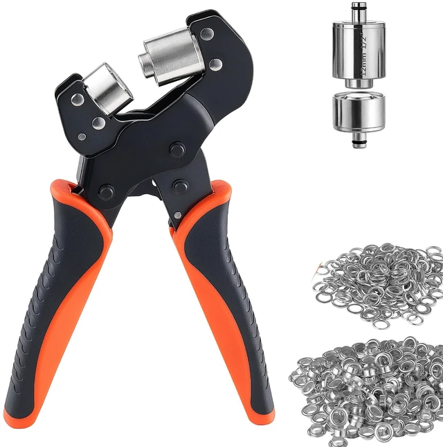 Main image of VEVOR Grommet Tool Kit 1/2" Eyelet Tool Kit with 500 PCS Silver Grommets, with Eyelets and Washers, Manual Grommet Press Pliers, Hole Punch, and Block, for Leather, Tarps, Shoes, Crafts, and Fabric