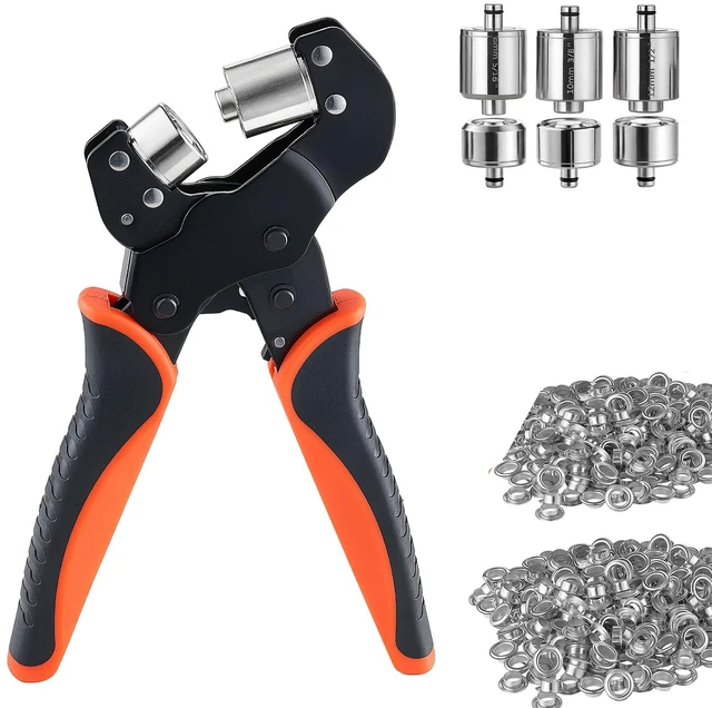 Main image of VEVOR Grommet Tool Kit 5/16" 3/8" 1/2" 900 PCS Grommets Eyelet Tool Kit, with Eyelets and Washers, Manual Grommet Press Pliers, Hole Punch Tools, Blocks, for Leather, Tarps, Shoes, Crafts, Fabric