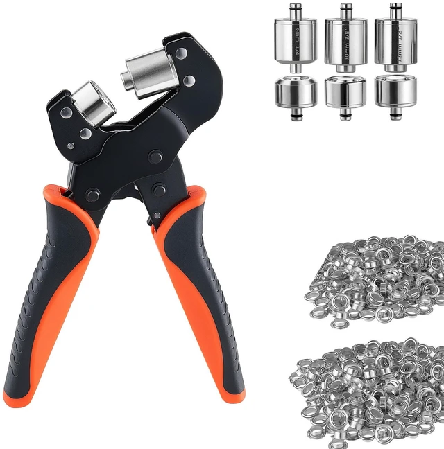 Main image of VEVOR Grommet Tool Kit 1/4" 3/8" 1/2" 900 PCS Grommets Eyelet Tool Kit, with Eyelets and Washers, Manual Grommet Press Pliers, Hole Punch Tools, Blocks, for Leather, Tarps, Shoes, Crafts, Fabric