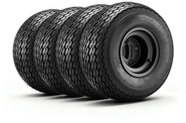 Alt view image 2 of 2 - Vevor Golf Cart Wheels, 8" 18x8.50-8 Black Steel Golf Cart Tires and Wheels Combo (Set of 4) Fit Club Car, EZGO, Yamaha, 4 Ply Rubber 4-Lug Lawn Mower Tires & Rims Assembly, 800 lbs Load, All-Terrain