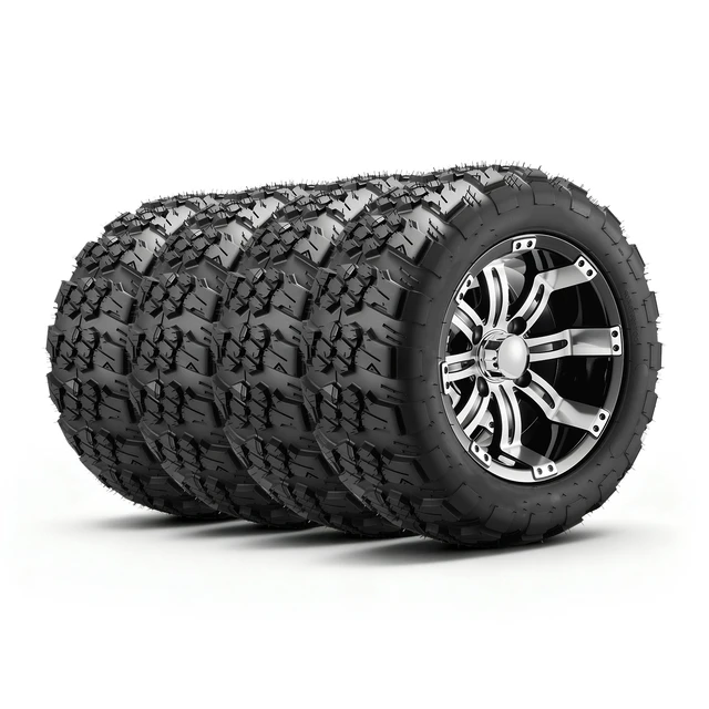 Alt view image 8 of 8 - VEVOR Golf Cart Wheels, 12" 20x10-12 Black Aluminum Alloy Golf Cart Tires and Wheels Combo (Set of 4) Fit Club Car, EZGO, Yamaha, 4 Ply Rubber 4-Lug Lawn Mower Tires & Rims, 800 lbs Load, All-Terrain