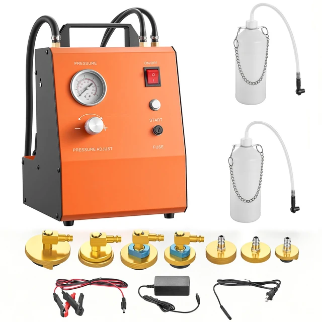 Alt view image 8 of 8 - Electric Brake Bleeder Kit, Professional 110V Brake Master Cylinder Bleeder Kit with Pressure Gauge & Built-In Air Pump, Versatile Brake Bleeder Adapter Set for Both DC & AC Power