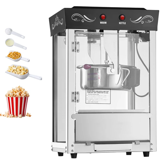 Alt view image 10 of 10 - Popcorn Machine Countertop Popcorn Popper Maker 800W 8oz Kettle 48 Cups Black